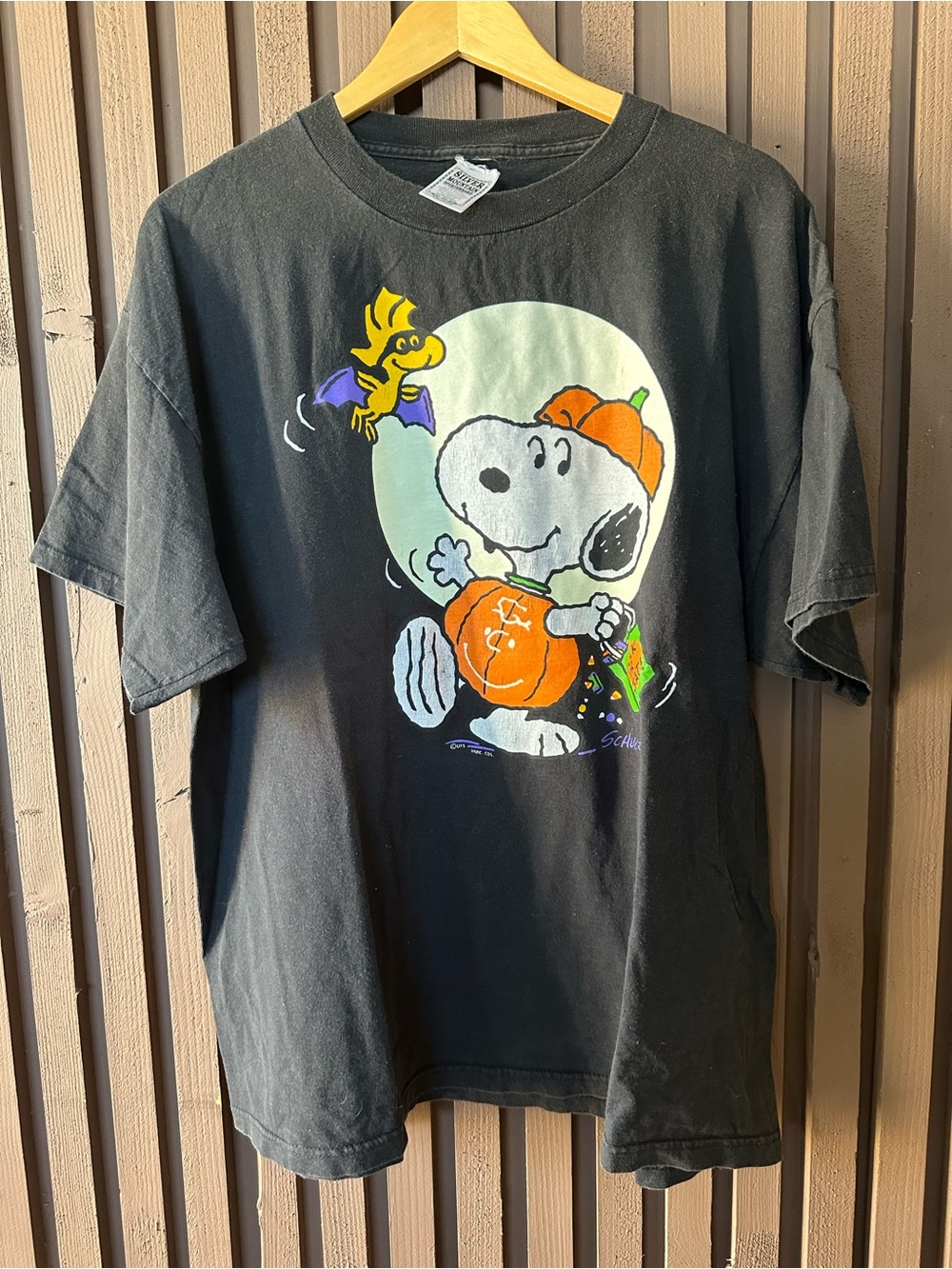 Vintage 1990s Peanuts Halloween Snoopy Woodstock Pumpkin Costume Mens XL
